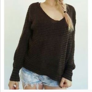 Free People Brown and black striped Sweater